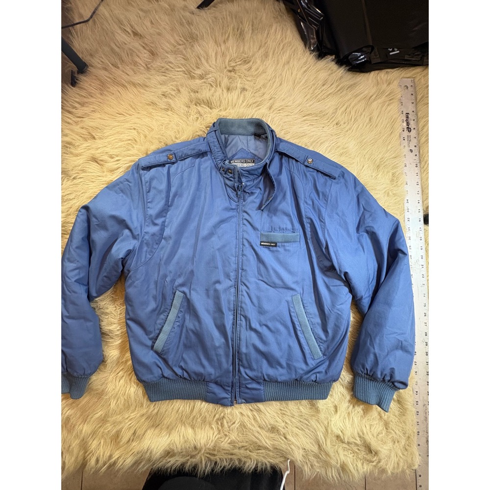 Vintage Members Only Racer Jacket Blue Size 42 Iconic 80s Bomber Coat